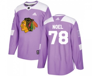 Adidas Chicago Blackhawks #78 Nathan Noel Authentic Purple Fights Cancer Practice NHL Jersey