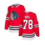 Adidas Chicago Blackhawks #78 Nathan Noel Authentic Red Fashion Gold NHL Jersey