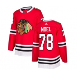 Adidas Chicago Blackhawks #78 Nathan Noel Authentic Red Home NHL Jersey