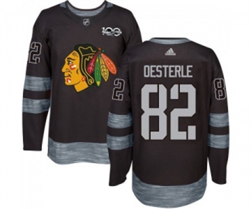 Adidas Chicago Blackhawks #82 Jordan Oesterle Authentic Black 1917-2017 100th Anniversary NHL Jersey