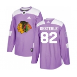 Adidas Chicago Blackhawks #82 Jordan Oesterle Authentic Purple Fights Cancer Practice NHL Jersey