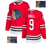 Adidas Chicago Blackhawks #9 Bobby Hull Authentic Red Fashion Gold NHL Jersey