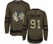 Adidas Chicago Blackhawks #91 Anthony Duclair Authentic Green Salute to Service NHL Jersey