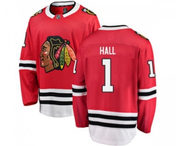 Chicago Blackhawks #1 Glenn Hall Fanatics Branded Red Home Breakaway NHL Jersey