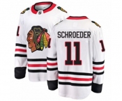 Chicago Blackhawks #11 Jordan Schroeder Authentic White Away Fanatics Branded Breakaway NHL Jersey