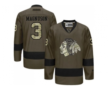 Chicago Blackhawks #3 Keith Magnuson Green Salute to Service Stitched NHL Jersey