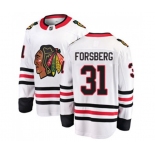 Chicago Blackhawks #31 Anton Forsberg Fanatics Branded White Away Breakaway NHL Jersey