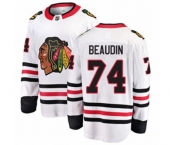 Chicago Blackhawks #74 Nicolas Beaudin Authentic White Away Fanatics Branded Breakaway NHL Jersey