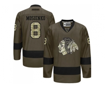 Chicago Blackhawks #8 Bill Mosienko Green Salute to Service Stitched NHL Jersey