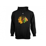 Chicago Blackhawks Black Old Time Hockey Big Logo with Crest Pullover Hoodie