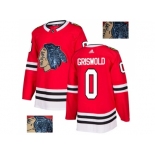 Men Adidas Chicago Blackhawks #00 Clark Griswold Red Home Authentic Fashion Gold Stitched NHL Jersey