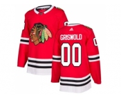 Men Adidas Chicago Blackhawks #00 Clark Griswold Red Home Authentic Stitched NHL Jersey