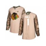 Men Adidas Chicago Blackhawks #1 Glenn Hall Camo Authentic 2017 Veterans Day Stitched NHL Jersey