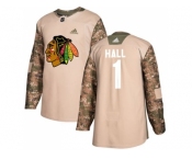 Men Adidas Chicago Blackhawks #1 Glenn Hall Camo Authentic 2017 Veterans Day Stitched NHL Jersey