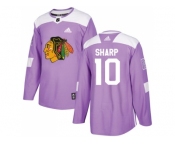 Men Adidas Chicago Blackhawks #10 Patrick Sharp Purple Authentic Fights Cancer Stitched NHL Jersey