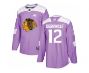 Men Adidas Chicago Blackhawks #12 Alex DeBrincat Purple Authentic Fights Cancer Stitched NHL Jersey