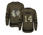 Men Adidas Chicago Blackhawks #14 Richard Panik Green Salute to Service Stitched NHL Jersey