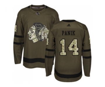 Men Adidas Chicago Blackhawks #14 Richard Panik Green Salute to Service Stitched NHL Jersey