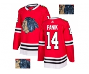 Men Adidas Chicago Blackhawks #14 Richard Panik Red Home Authentic Fashion Gold Stitched NHL Jersey