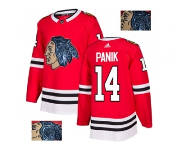 Men Adidas Chicago Blackhawks #14 Richard Panik Red Home Authentic Fashion Gold Stitched NHL Jersey