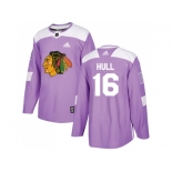 Men Adidas Chicago Blackhawks #16 Bobby Hull Purple Authentic Fights Cancer Stitched NHL Jersey