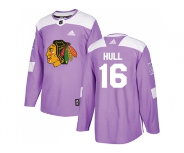 Men Adidas Chicago Blackhawks #16 Bobby Hull Purple Authentic Fights Cancer Stitched NHL Jersey