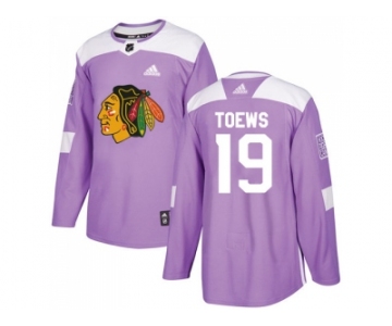 Men Adidas Chicago Blackhawks #19 Jonathan Toews Purple Authentic Fights Cancer Stitched NHL Jersey