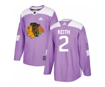 Men Adidas Chicago Blackhawks #2 Duncan Keith Purple Authentic Fights Cancer Stitched NHL Jersey