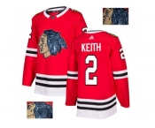 Men Adidas Chicago Blackhawks #2 Duncan Keith Red Home Authentic Fashion Gold Stitched NHL Jersey