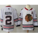 Men Adidas Chicago Blackhawks #2 Duncan Keith White Road Authentic Stitched NHL Jersey