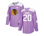 Men Adidas Chicago Blackhawks #20 Brandon Saad Purple Authentic Fights Cancer Stitched NHL Jersey