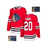 Men Adidas Chicago Blackhawks #20 Brandon Saad Red Home Authentic Fashion Gold Stitched NHL Jersey