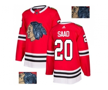 Men Adidas Chicago Blackhawks #20 Brandon Saad Red Home Authentic Fashion Gold Stitched NHL Jersey