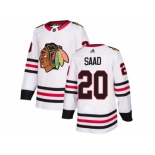 Men Adidas Chicago Blackhawks #20 Brandon Saad White Road Authentic Stitched NHL Jersey