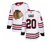 Men Adidas Chicago Blackhawks #20 Brandon Saad White Road Authentic Stitched NHL Jersey