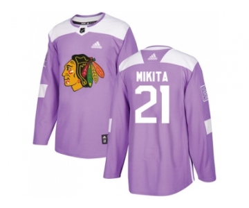 Men Adidas Chicago Blackhawks #21 Stan Mikita Purple Authentic Fights Cancer Stitched NHL Jersey