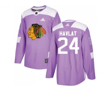 Men Adidas Chicago Blackhawks #24 Martin Havlat Purple Authentic Fights Cancer Stitched NHL Jersey