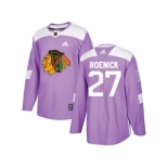 Men Adidas Chicago Blackhawks #27 Jeremy Roenick Purple Authentic Fights Cancer Stitched NHL Jersey