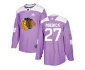 Men Adidas Chicago Blackhawks #27 Jeremy Roenick Purple Authentic Fights Cancer Stitched NHL Jersey