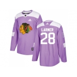 Men Adidas Chicago Blackhawks #28 Steve Larmer Purple Authentic Fights Cancer Stitched NHL Jersey