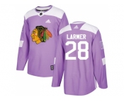 Men Adidas Chicago Blackhawks #28 Steve Larmer Purple Authentic Fights Cancer Stitched NHL Jersey