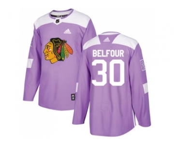 Men Adidas Chicago Blackhawks #30 ED Belfour Purple Authentic Fights Cancer Stitched NHL Jersey