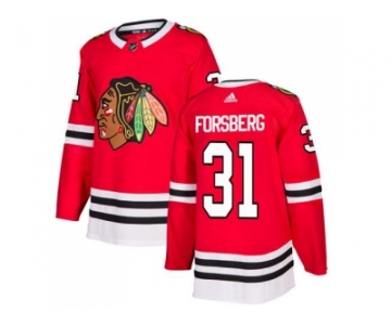 Men Adidas Chicago Blackhawks #31 Anton Forsberg Red Home Authentic Stitched NHL Jersey