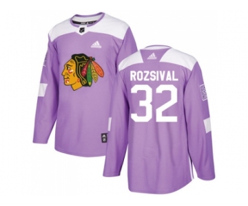 Men Adidas Chicago Blackhawks #32 Michal Rozsival Purple Authentic Fights Cancer Stitched NHL Jersey