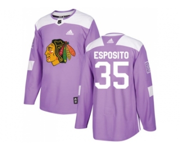 Men Adidas Chicago Blackhawks #35 Tony Esposito Purple Authentic Fights Cancer Stitched NHL Jersey