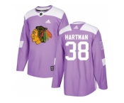 Men Adidas Chicago Blackhawks #38 Ryan Hartman Purple Authentic Fights Cancer Stitched NHL Jersey