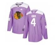 Men Adidas Chicago Blackhawks #4 Bobby Orr Purple Authentic Fights Cancer Stitched NHL Jersey