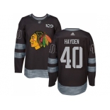 Men Adidas Chicago Blackhawks #40 John Hayden Black 1917-2017 100th Anniversary Stitched NHL Jersey