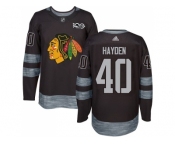 Men Adidas Chicago Blackhawks #40 John Hayden Black 1917-2017 100th Anniversary Stitched NHL Jersey