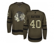 Men Adidas Chicago Blackhawks #40 John Hayden Green Salute to Service Stitched NHL Jersey